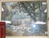 Waterfall in woodland by Alex MacBride, watercolour, offered Feb 2018