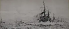War ships at sea by William Lionel Wyllie, etching, sold Feb 2018