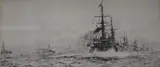 War ships at sea by William Lionel Wyllie, etching, sold Feb 2018