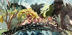 Mural Garden, Penzance inscribed verso 30 x 61cm., unframed by Ivan Bray, oil on canvas, sold Feb 2018