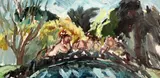 Mural Garden, Penzance inscribed verso 30 x 61cm., unframed by Ivan Bray, oil on canvas, sold Feb 2018