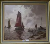 Red Sails' 59 x 69cm by Joseph Kollmar, oil on canvas, sold Feb 2018