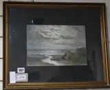 Coastal scene with seated figure and dog in the foreground signed and dated 1914, 19cm x 27cm by Charles H. Branscombe, 1914, watercolour, sold Feb 2018