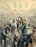 Untitled by John Jensen, ink and watercolour, sold Feb 2018