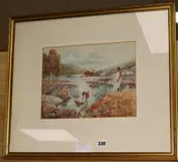 IwatercolourFigures by a lake by Gustavo Simoni, 1904, watercolour, sold Jan 2018