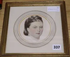 2 watercoloursPortraits of young womenlargest 6 x 5in by Alfred Tidey, watercolor, sold Jan 2018
