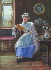 Afternoon Read by John Edward Soden, oil on wood, sold Jan 2018