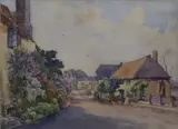 RBA, RWA watercolour Village street scene signed 7.5 x 10in by Alec Carruthers Gould, watercolour, sold Jan 2018