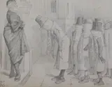 Back to School or Dr Gladstone and his young friends' Published in Punch 8th April 1893, monogrammed and dated 1893, 6 x 8in by John Tenniel, 1893, pencil, sold Jan 2018