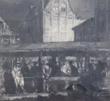 EtchingThe Meat Market by Frank Brangwyn, etching, sold Jan 2018