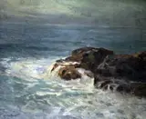 Waves breaking on the shore by Charles David Jones Bryant, 1910, oil on board, sold Dec 2017
