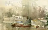 2 ink and watercoloursAutumn in Gouda and Misty Morning on The by Bernard Philip Batchelor, ink and watercolours, sold Dec 2017