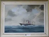 Crossing the Atlantic 1870' signed l.r by Hugh E. Ridge, oil on canvas, sold Dec 2017