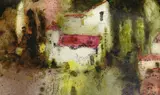 Poitou, France signed and titled verso 7 x 11in by John Lacoux, oil on board, sold Dec 2017
