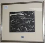 Wood engravingSheep in a spring woodsigned in pencil7 by Charles Frederick Tunnicliffe, engraving, sold Dec 2017