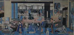 A Children's Dance Performance at the Gankiro Teahouse in Yokohama' overall 14 x 29in by Yoshikazu, print, sold Dec 2017