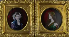 Depicting medieval ladies by Pierre Bonnaud, oil, sold Nov 2017