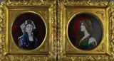 Depicting medieval ladies by Pierre Bonnaud, oil, sold Nov 2017