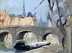 Untitled by Edward Wesson, oil on card, sold Nov 2017