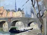 Untitled by Edward Wesson, oil on card, sold Nov 2017