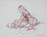 Sanguine chalkStudy of a Spanish girlsigned6 x 7 by William Russell Flint, drawing, sold Nov 2017