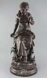 A large patinated bronze, 'Retour des Hirondelles by Auguste Louis Mathurin Moreau, bronze, sold Nov 2017
