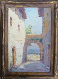 Berre, un coin de L'etang' signed and inscribed verso 6.75 x 4.5in by André Beronneau, oil on card, sold Nov 2017