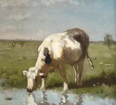 A cow watering at a pool, by Anton Mauve, sold Jan 2012