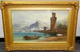 An Italianate lake scene with figures in a punt, by Edwin Saint-John, sold Jan 2012
