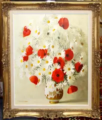 A pair of still life, vases of flowers together with another (3). by Elizabeth Rouviere, sold Jan 2012
