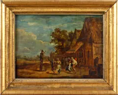 Peasants dancing before an inn by David Teniers the Younger, oil on panel, sold Jan 2012