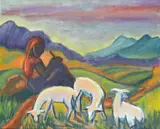 Shepherdess by Maggie, oil on board, sold Jan 2012