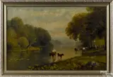 landscape with cows by a pond's edge by Henry W. Whiting, oil on canvas, offered Oct 2015