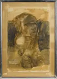portrait by Artemio Sepulveda, mixed media, offered Sep 2015