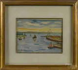 harbor scene by Élisée Maclet, watercolor, offered Sep 2015