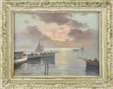 seascape depicting boats by E. Bianchini, oil on canvas, offered Sep 2015