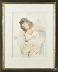 Untitled by Raphael Soyer, watercolor and crayon on paper, offered Sep 2015