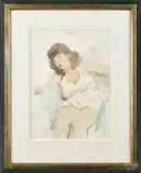 Untitled by Raphael Soyer, watercolor and crayon on paper, offered Sep 2015