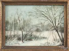 winter landscape by John Janning, oil on board, offered Sep 2015