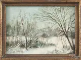 winter landscape by John Janning, oil on board, offered Sep 2015