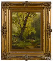 wooded landscape with a stream by Hendrik Dirk Kruseman van Elten, oil on canvas, offered Sep 2015