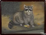 of a raccoon by Sylvia Altman, oil on board, offered Sep 2015