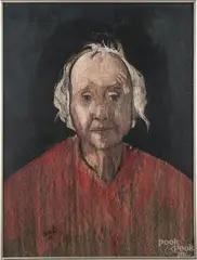 portrait by Thomas Bostelle, watercolor and gouache, offered Sep 2015