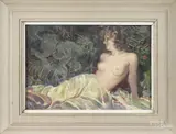 of a reclining nude by Charles W. Hargens, Jr., oil on artist board, sold Jun 2015