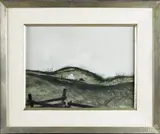 landscape with a barn by Don Hornberger, watercolor, sold Jun 2015