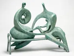 Untitled (Figures with Children) by Leon Bronstein, patinated bronze, sold May 2023