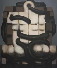 Satan and Eve by Agustín Fernández, 1980, oil on canvas, sold May 2023
