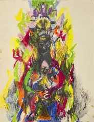 Untitled by Marisol Escobar, graphite and oil on paper, sold May 2023