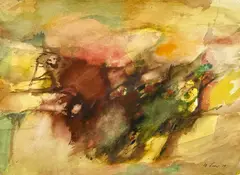 Small Watercolor IV by Michael Loew, 1974, watercolor on paper, sold May 2023
