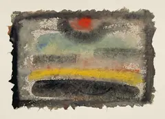 Untitled (Composition with Yellow Line) by Merton Simpson, gouache on handmade paper, sold May 2023